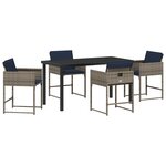 vidaXL Ensemble de salle à manger jardin 5 pièces avec coussins gris poly rotin