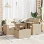 vidaXL Salon de jardin avec coussins 5 Pièces beige résine tressée