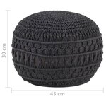 vidaXL Pouf fait à la main en macramé Anthracite 45x30 cm Coton