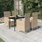 vidaXL Ensemble à manger de jardin avec coussins 5 Pièces Beige