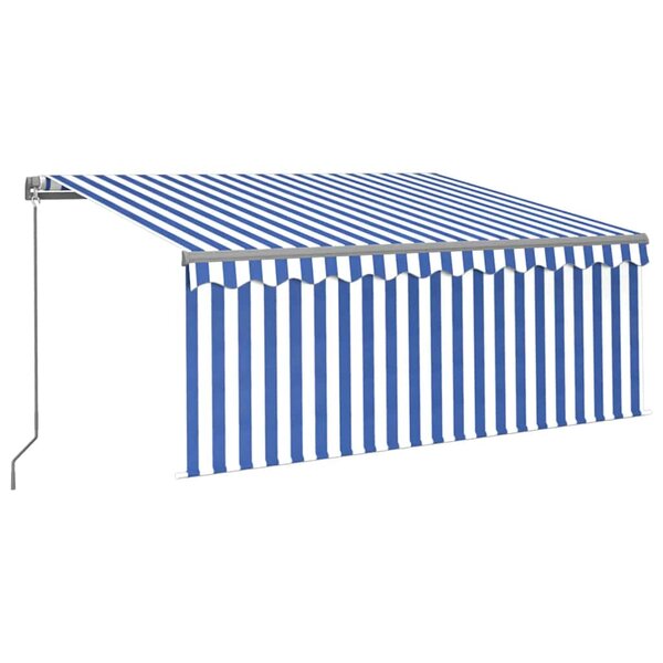 vidaXL Auvent rétractable manuel avec store LED 3 5x2 5m Bleu et blanc