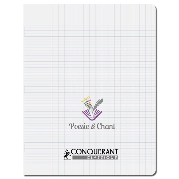 Cahier poésie et chant polypro 17X22cm 90G 48P grands carreaux incolore CONQUÉRANT