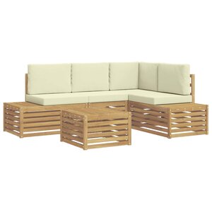 vidaXL 5 pc Ensemble de canapés d'extérieur Polyester Blanc