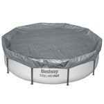 Bestway Couverture de piscine Ø3 05 m Rond Polyester Gris