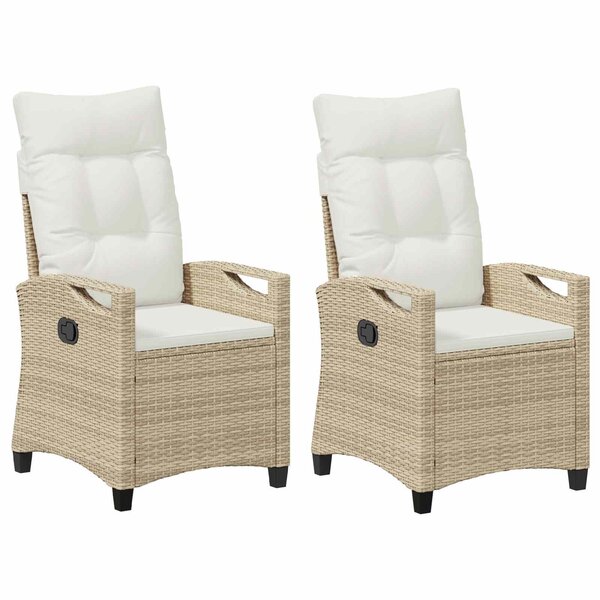 vidaXL Chaise de jardin 2 Pièces Beige et crème 56 x 60 x 112 cm