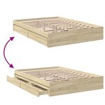 vidaXL Cadre de lit avec tiroirs sans matelas chêne sonoma 140x190 cm