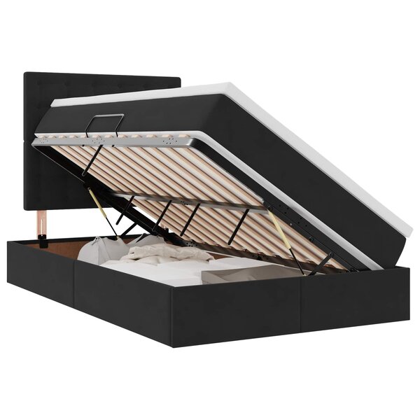 vidaXL Lit avec rangement et matelas Noir 120 x 200 cm Velours