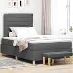 vidaXL Lit à sommier tapissier avec matelas et banc Gris foncé 120x190 cm Tissu