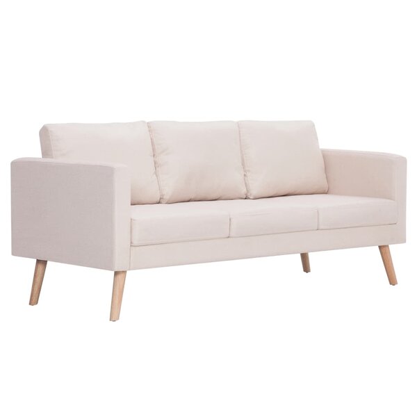 vidaXL Canapé à 3 places Tissu Crème