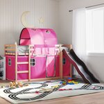 vidaXL Lit superposé sans matelas avec toboggan et rideaux 90x190 cm