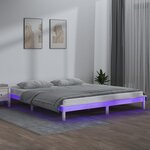 vidaXL Cadre de lit à LED blanc 200x200 cm bois massif