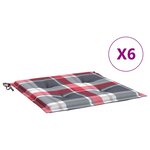 vidaXL Coussins de chaise de jardin 6 Pièces carreaux rouges 50x50x3 cm