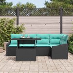 vidaXL Ensemble de canapé de jardin 6 Pièces Noir et Bleu polyrotin