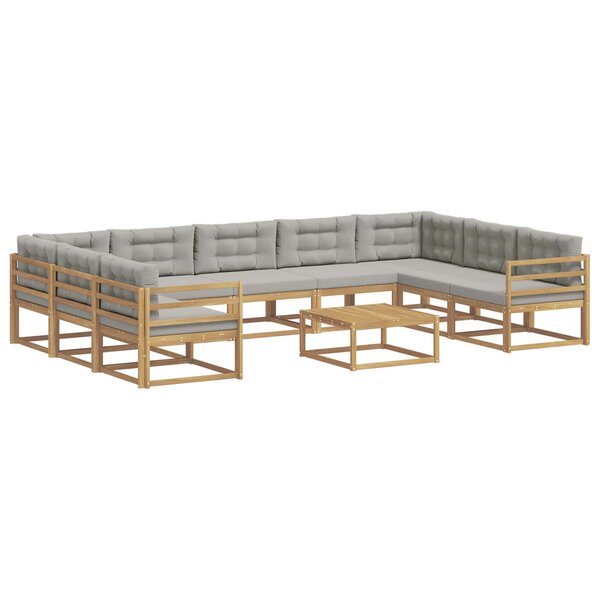 vidaXL Ensemble de canapés d'extérieur 10 Pièces Blanc et gris clair