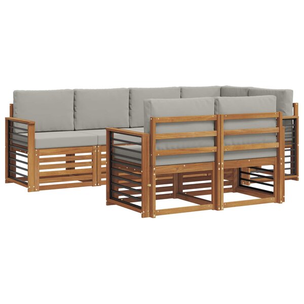 vidaXL Ensemble de canapés d'extérieur 7 pc Gris Naturel et Clair
