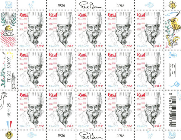 Feuille de 15 timbres - Paul Bocuse (1926-2018) - Lettre Verte