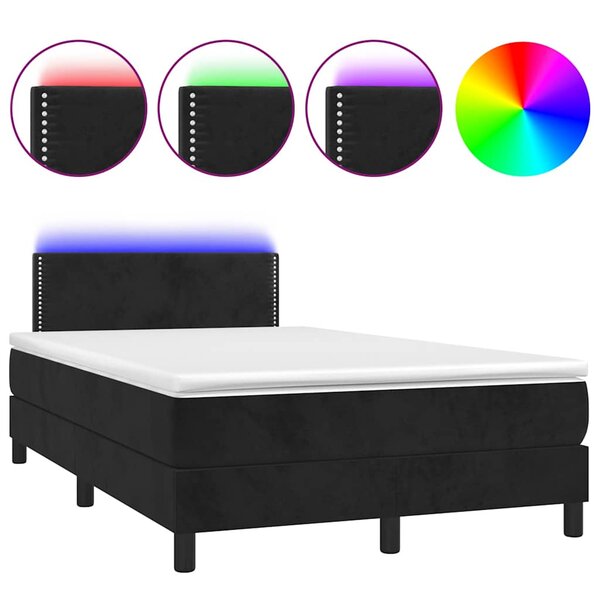 vidaXL Sommier à lattes de lit et matelas LED noir 120x190 cm velours