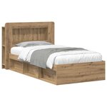 vidaXL Cadre de lit avec rangement Chêne artisanal 90 x 200 cm