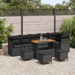 vidaXL Ensemble de canapé de jardin 10 Pièces Noir polyrotin