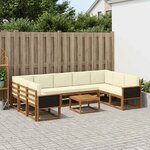 vidaXL Ensemble de canapés d'extérieur 10 pc Naturel et Crème