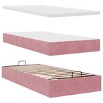 vidaXL Cadre de lit ottoman avec matelas rose 90x200 cm velours