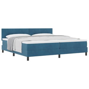 vidaXL Lit à ressorts avec matelas Bleu foncé 200 x 200 cm Velours