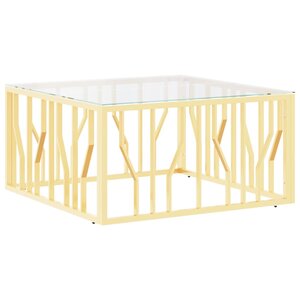 vidaXL Table basse doré 80x80x40 cm acier inoxydable et verre