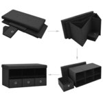 Banc banquette de rangement pliable noir 76 x 38 x 38 cm fau x lin 02_0010904