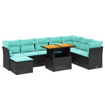 vidaXL Salon de jardin 9 Pièces avec coussins noir résine tressée