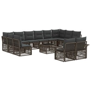 vidaXL Ensemble de canapé de jardin 13 Pièces Gris polyrotin