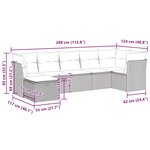 vidaXL Salon de jardin avec coussins 7 Pièces gris clair résine tressée