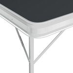 vidaXL Table de camping pliable avec 2 bancs Aluminium Gris