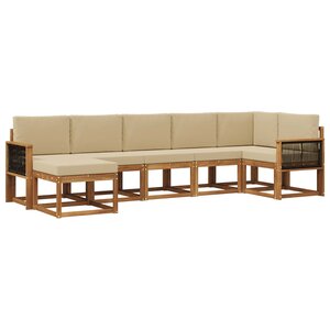 vidaXL Ensemble de canapés d'extérieur 7 Pièces Naturel et Beige