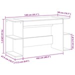 Bureau table poste de travail meuble d'ordinateur informatique étude chêne sonoma 140 x 50 x 75 cm bois d'ingénierie brun 02_0023644