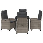 vidaXL Ensemble de jardin de 5 pièces avec coussins Gris Poly Rattan