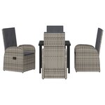 vidaXL Ensemble de Salle à Manger de Jardin 5 Pièces avec Coussins Gris Rattan Poly