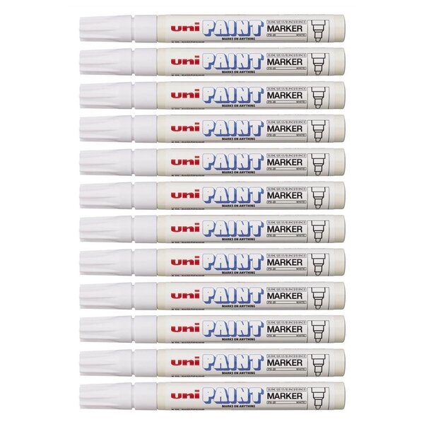 Marqueur Pointe conique moyenne PAINT Marker PX20 2 2 - 2 8mm Blanc x 12 UNI-BALL