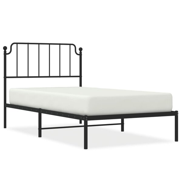 vidaXL Cadre de lit métal avec tête de lit noir 100x200 cm