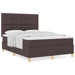 vidaXL Lit à ressort avec matelas marron foncé 140x200 cm tissu