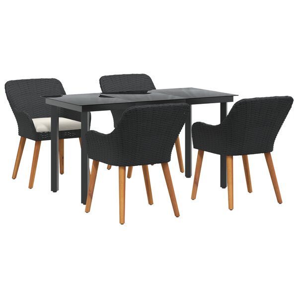 vidaXL Ensemble de Salle à Manger de Jardin 5 Pièces en Poly Rattan Noir