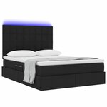 vidaXL Lit avec rangement et LED Noir 140 x 190 cm Polyester