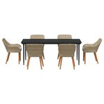 vidaXL Ensemble de salle à manger pour jardin 7 Pièces Beige polyrotin