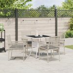 vidaXL Ensemble repas jardin 5 pièces gris clair poly rotin