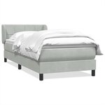 vidaXL Sommier à lattes de lit et matelas gris clair 90x210 cm velours