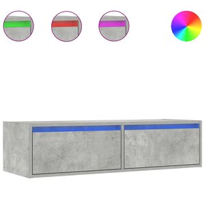 vidaXL Meuble TV avec lumières LED gris béton 100X35 5x25 cm