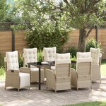 vidaXL Ensemble de 7 pièces de salle à manger de jardin en rattan PE beige