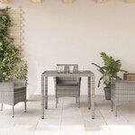 vidaXL Table de jardin dessus en verre Gris 90x90x75 cm Résine tressée