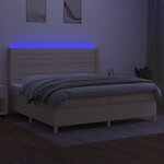 vidaXL Sommier à lattes de lit matelas et LED Crème 200x200 cm Tissu