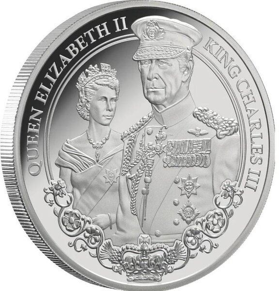 Pièce de monnaie en Argent 1 Dollar g 31.1 (1 oz) Millésime 2025 ELIZABETH II & CHARLES III