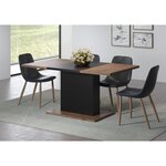 Table à manger KENDO 6 personnes - Mélamine chêne ambré et noir mat - 160 x 80 x 76 cm